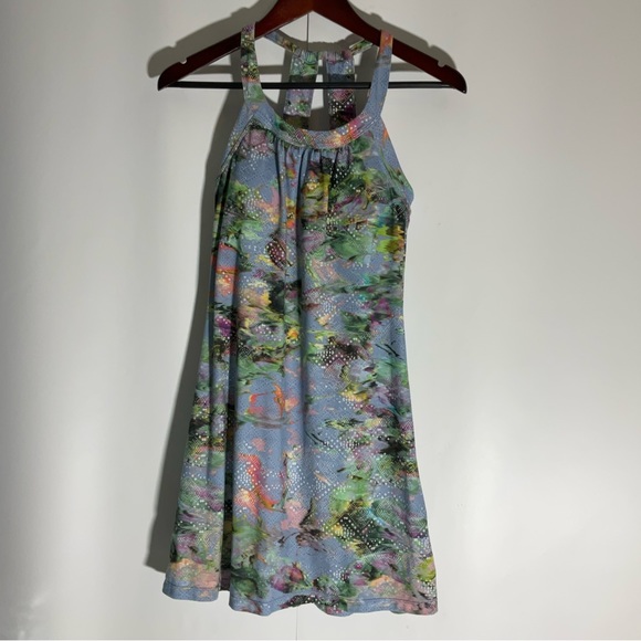 Prana Cantine Dress Blue Graceful Stretch Halter Double Strap back Round Neck XS - Picture 5 of 16